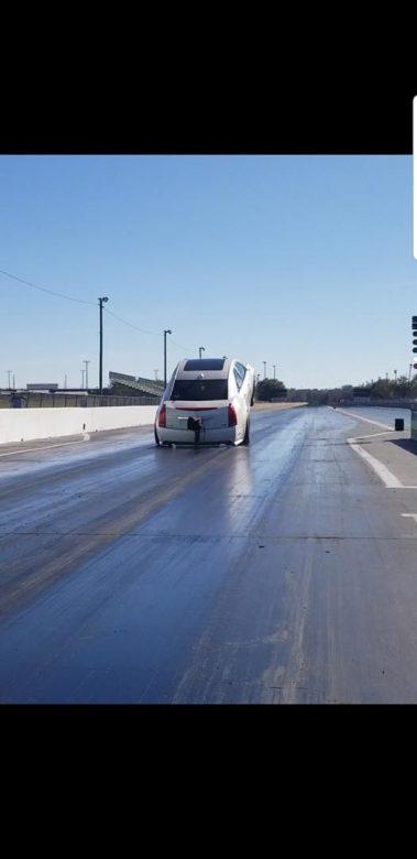 Cadillac Attack 21 at Orlando Speed World Jordan Salvador putting his sedan on the back bumper