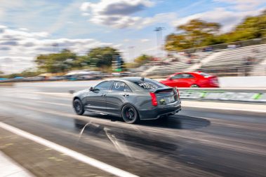 Cadillac Attack 2021 Race at Orlando Speed World ATS V lifting front tires