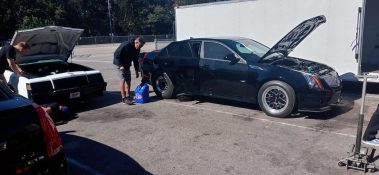 Cadillac Attack 2021 at Orlando Speed World Louie Lopez helping Hartline get ready