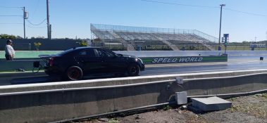 Cadillac Attack 2021 at Orlando Speed World Michael Kelly making a test hit in his twin turbo CTS V